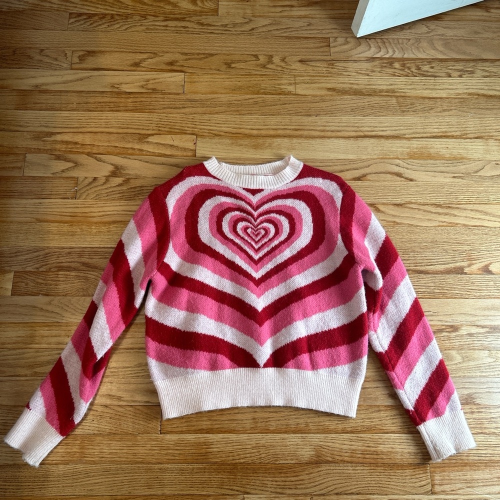 Fuzzy knit heart sweater